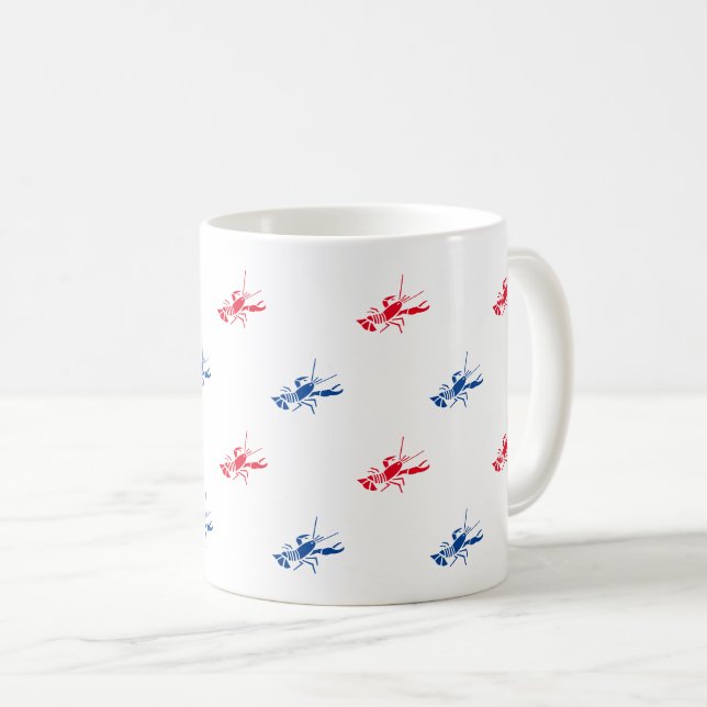 Red white blue lobster pattern patriotic coffee mug (Front Right)