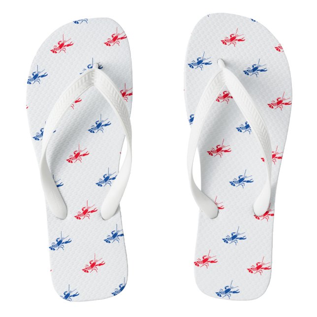Red white blue lobster pattern Patriotic Jandals (Footbed)