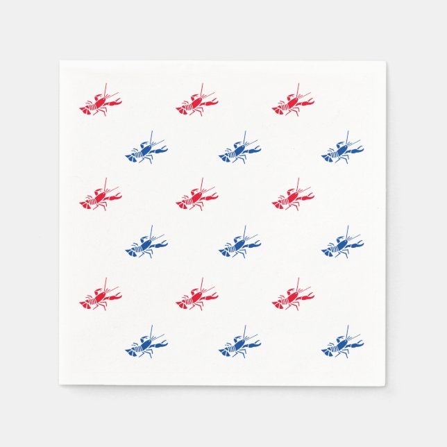 Red white blue lobster pattern Patriotic paper Napkin (Front)