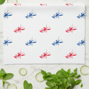 Red white blue lobster pattern Patriotic Tea Towel