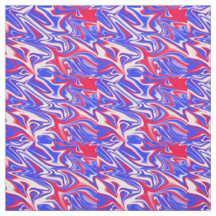 Red White Blue Marble Pattern, Fabric
