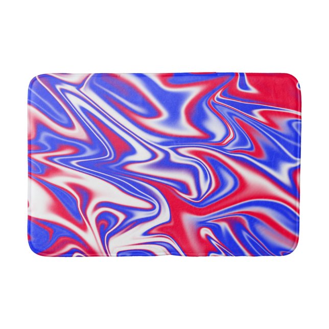 Red White Blue Marbleised Pattern, Bath Mat (Front)