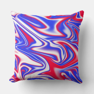 Red White Blue Marbleised Pattern, Cushion
