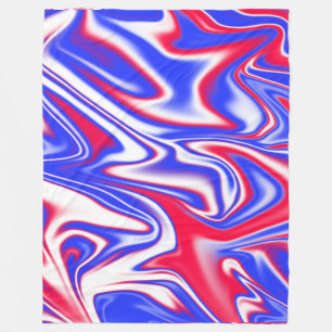 Red White Blue Marbleised Pattern, Fleece Blanket