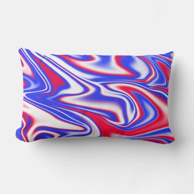 Red White Blue Marbleised Pattern, Lumbar Cushion (Front)