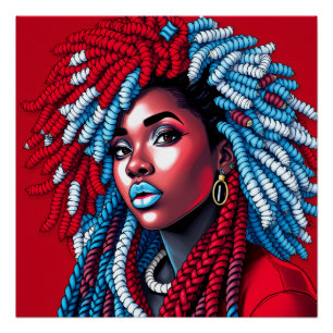 Red white & blue melanin sista black girl magic poster