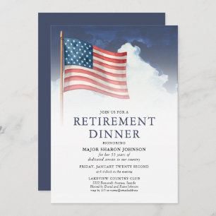 Red White Blue Military American Flag Retirement Invitation