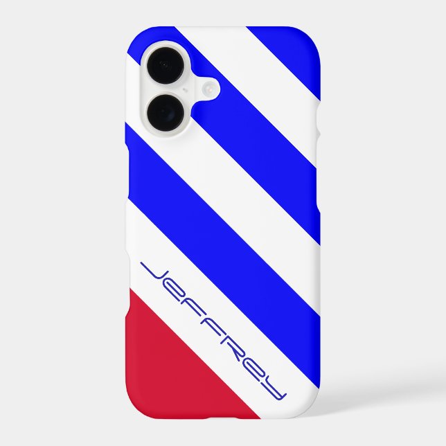 Red White Blue Minimalist Diagonal Stripe, Name, (Back)