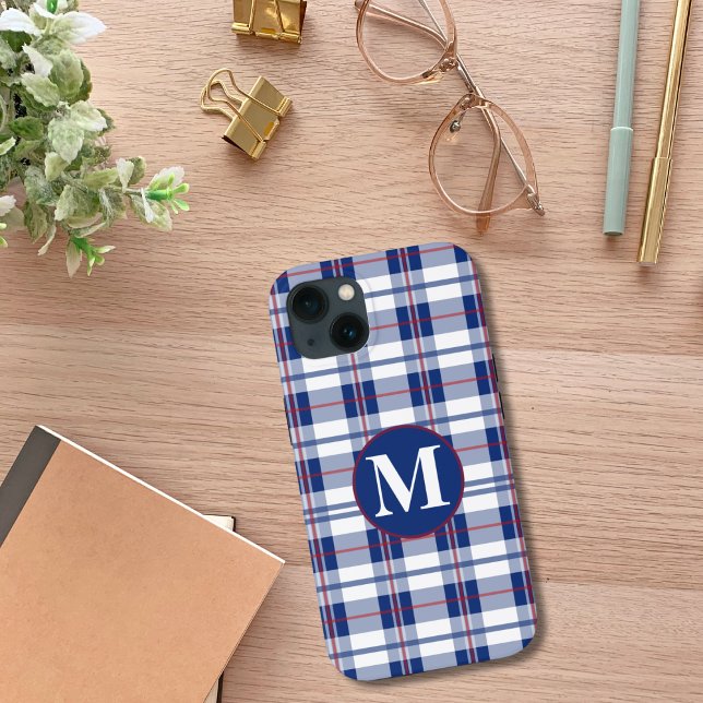 Red, White & Blue Monogram Plaid Case-Mate iPhone Case (Creator Uploaded)