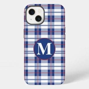 Red, White & Blue Monogram Plaid iPhone 13 Case