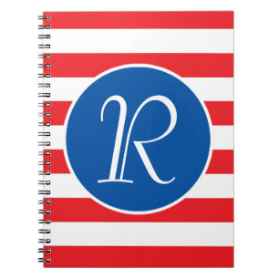 Red White & Blue Monogram Spiral Notebook