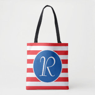 Red White & Blue Monogram Tote Bag