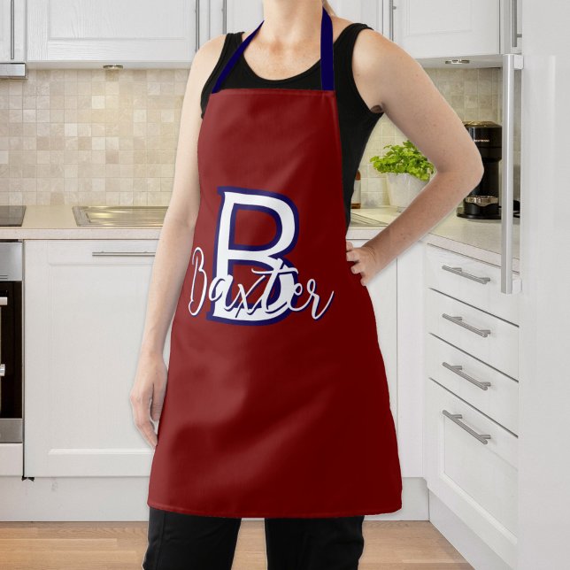 Red White & Blue Name and Monogram Personalised Apron (Red White & Blue Name and Monogram Personalized Apron
)