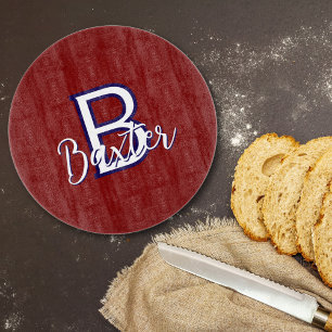 Red White & Blue Name and Monogram Personalised Cutting Board