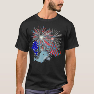 Red White Blue Narwhal Fireworks 4th Of July  Gift T-Shirt