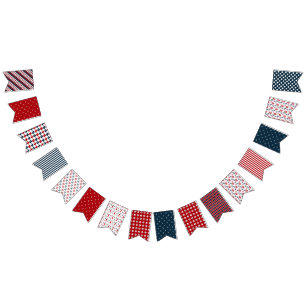 RED WHITE BLUE NAUTICAL BUNTING FLAGS