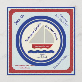 Red, White, Blue Nautical Picnic Invitation