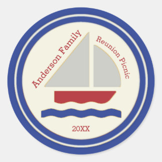 Red,White,Blue Nautical Sailboat Sticker
