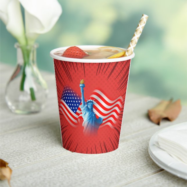 Red White Blue Paper cup (Insitu)