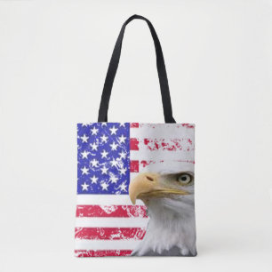 Red White Blue Patriot Star Stripes Eagle US Flag Tote Bag