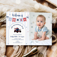 Red White & Blue Patriotic 1st Birthday Invitation
