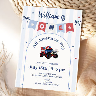 Red White & Blue Patriotic 1st Birthday Invitation