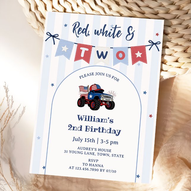 Red White & Blue Patriotic 2nd Birthday Invitation (Creator Uploaded)