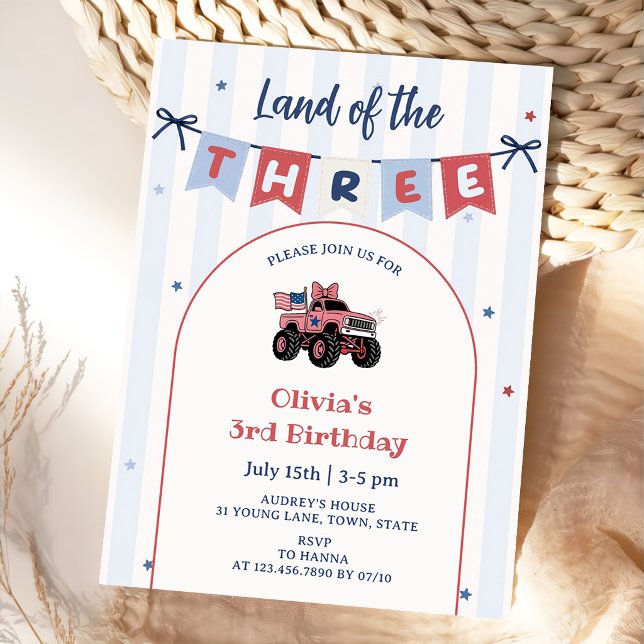 Red White & Blue Patriotic 3rd Birthday Invitation (Creator Uploaded)