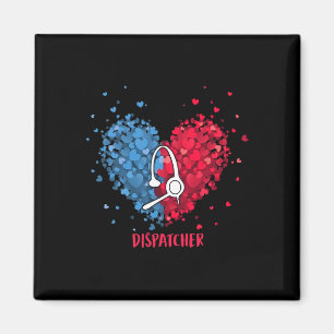 Red White Blue Patriotic 911 Dispatcher Heart 4th Magnet