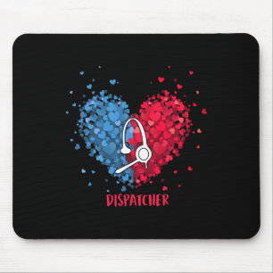 Red White Blue Patriotic 911 Dispatcher Heart 4th  Mouse Pad