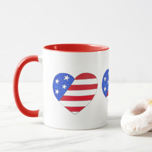 Red White Blue Patriotic American Flag Heart USA Mug