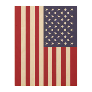 Red White & Blue Patriotic American Flag Wood Wall Art