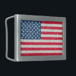 Red White Blue Patriotic American USA Flag Party Belt Buckle<br><div class="desc">Glitter American flag. Patriotic and festive design with red white blue stripes and stars sparkly texture.</div>