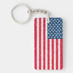 Red White Blue Patriotic American USA Flag Party Key Ring