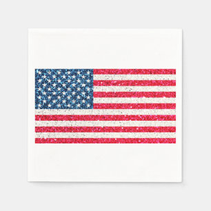 Red White Blue Patriotic American USA Flag Party Napkin