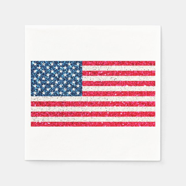   Red White Blue Patriotic American USA Flag Party Napkin (Front)