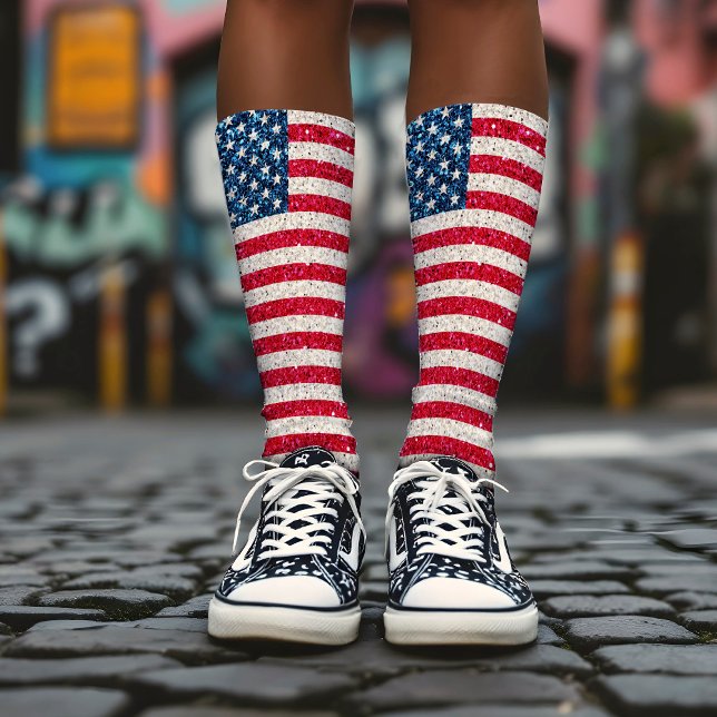   Red White Blue Patriotic American USA Flag Party Socks (Creator Uploaded)