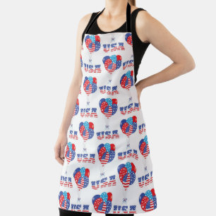 RED WHITE BLUE PATRIOTIC BALLOONS APRON
