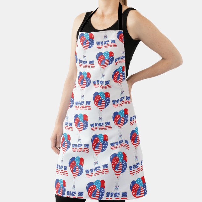 RED WHITE BLUE PATRIOTIC BALLOONS APRON (Insitu)