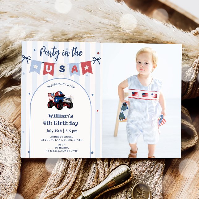 Red White & Blue Patriotic Birthday Invitation (Creator Uploaded)
