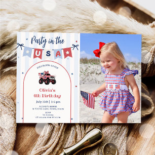 Red White & Blue Patriotic Birthday Invitation