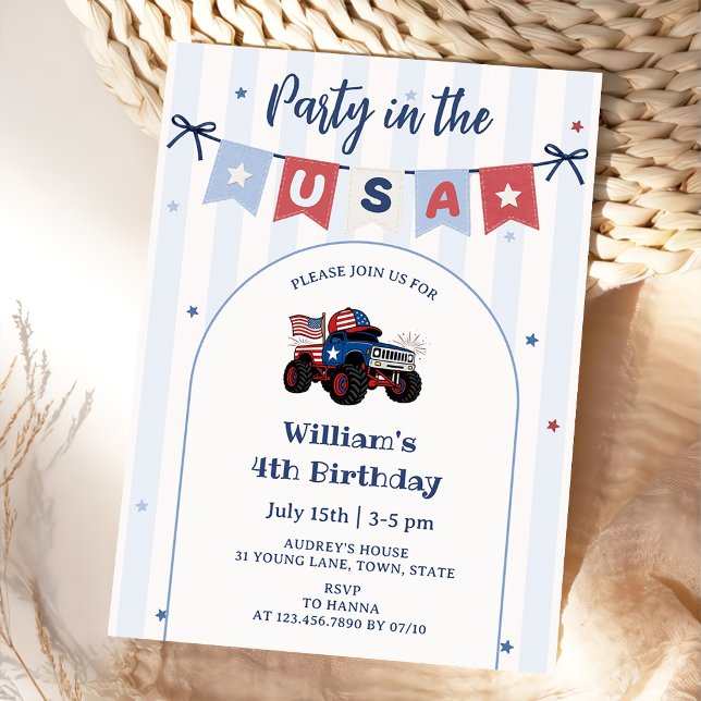 Red White & Blue Patriotic Birthday Invitation (Creator Uploaded)