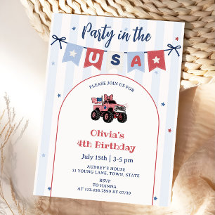 Red White & Blue Patriotic Birthday Invitation