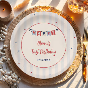 Red White & Blue Patriotic Birthday Paper Plates