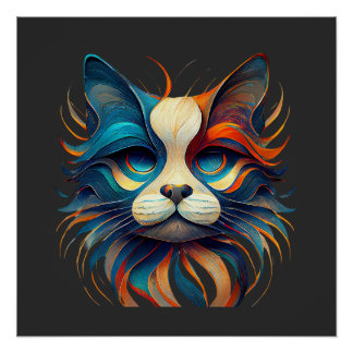 Red White & Blue Patriotic Cat Poster