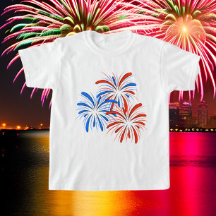 Red white blue Patriotic fireworks July Fourth T-Shirt