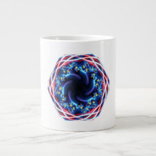 Red White & Blue Patriotic Mandelbrot Fractal Large Coffee Mug