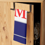 Red White Blue Patriotic Monogrammed Tea Towel<br><div class="desc">Patriotic red white blue design with silver trim.  Personalise Monogram initial in red text.  Fresh geometric lines. Original Design by TamiraZDesigns.</div>