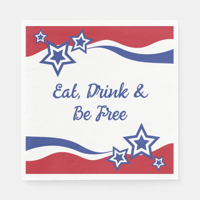 Red, White & Blue Patriotic Napkin (Front)