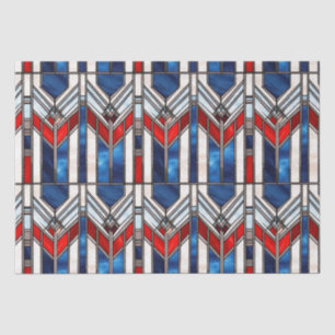 Red White Blue Patriotic Stained Glass 4th of July Tissue Paper